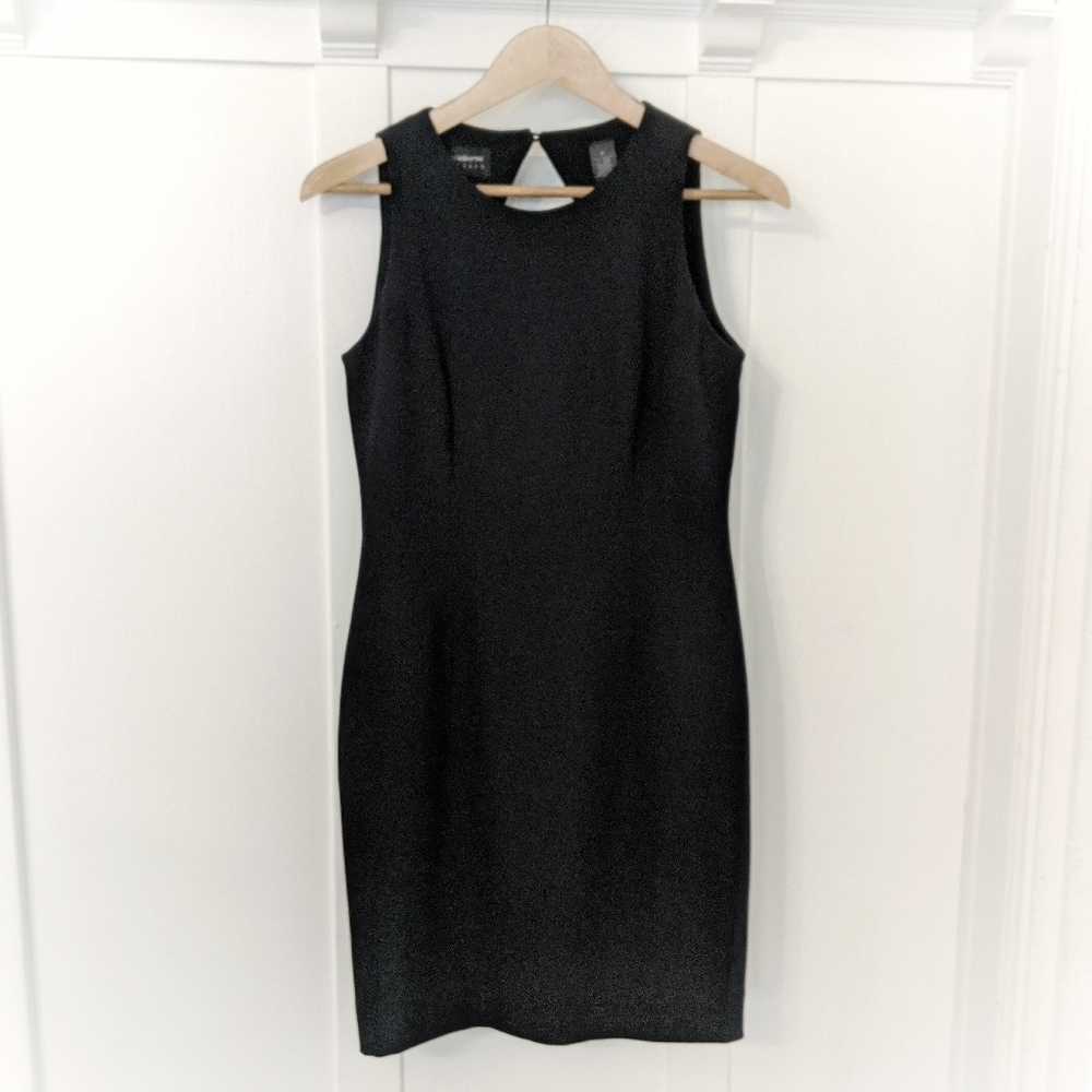 LIZ CLAIBORNE Black Mini Sheath Keyhole Back